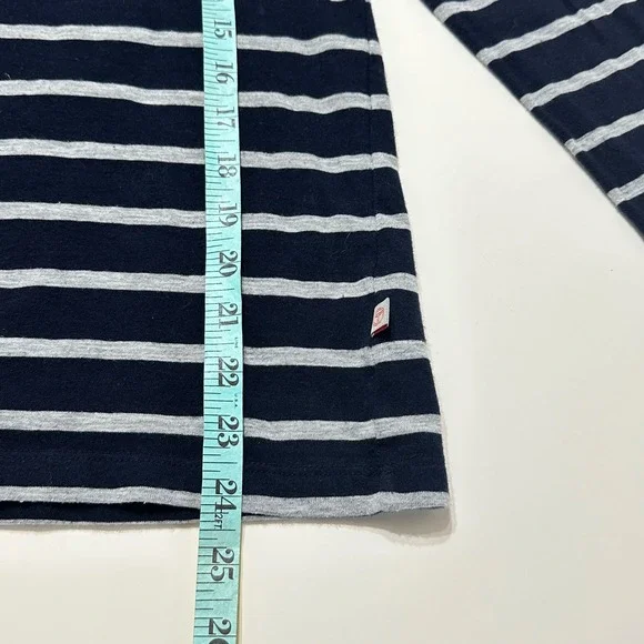 T by Talbots Women's Striped Popover Top Women's MP‎ Funnel Neck Beach Relaxed - Picture 10 of 10